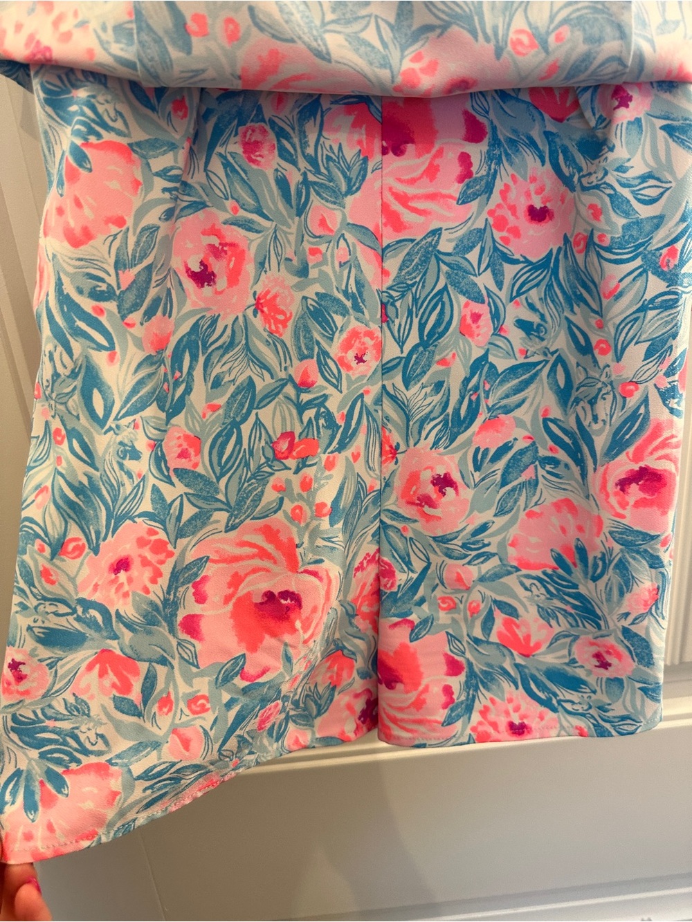 Lilly Pulitzer Skort Romper Dress Size 6 Blue Pink Floral Bow Front Smocked Back - Picture 4 of 6